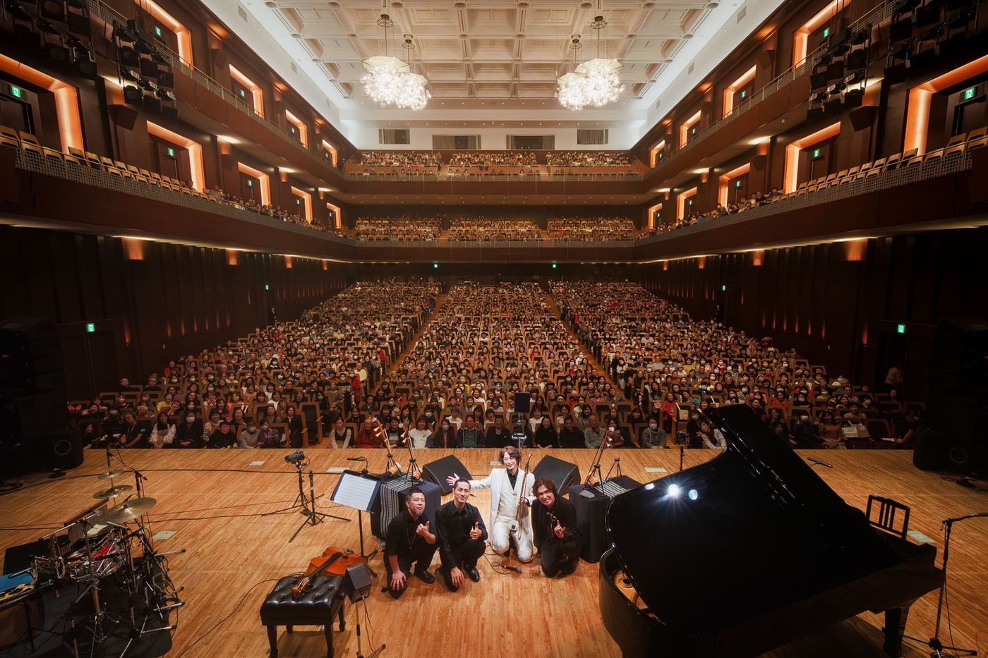Satochiki performing to a sold-out Across Fukuoka Symphony Hall — 1,867 seats